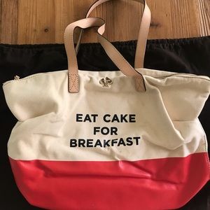 Kate spade eat cake for breakfast canvas tote bag